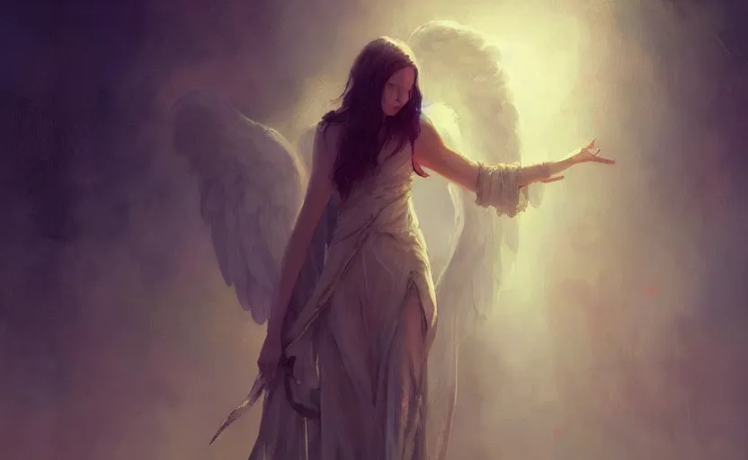 Image similar to A painting of an Angel trending on artstation in the style of Greg Rutkowski