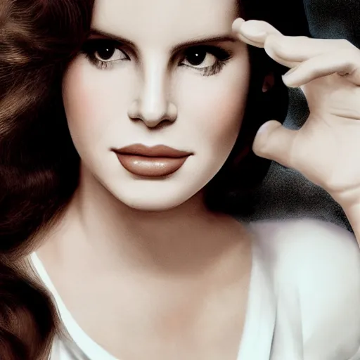 Image similar to Lana del rey in a hand cream commercial, photorealistic, detailed, studio