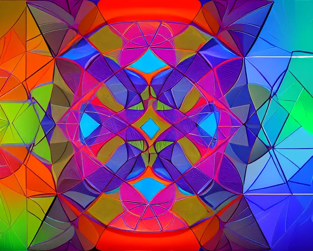 Prompt: 4 k hd, high resolution painting of varied geometrical shapes, fractalism, abstract art, full colour, trending on artstation