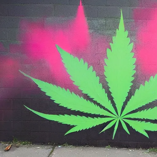 Image similar to weed spray painted on a wall