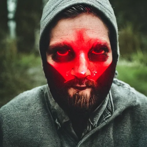 Image similar to a man with red glowing eyes