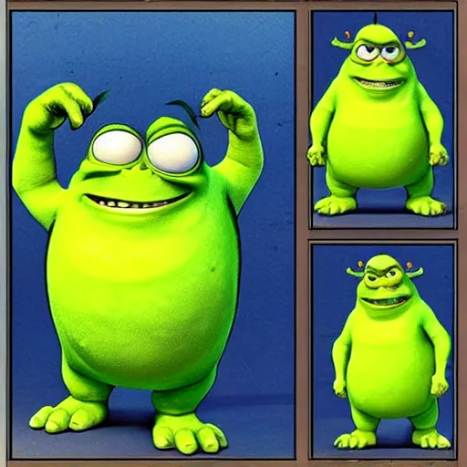 Image similar to shocked mike wazowski fusion shrek