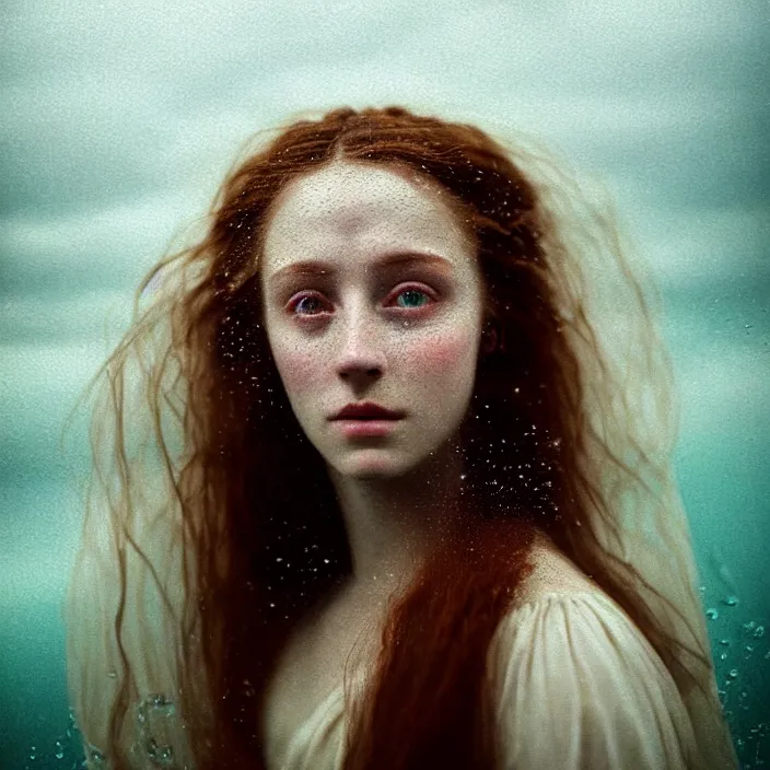 Image similar to Kodak Portra 400, 8K,ARTSTATION, Caroline Gariba, soft light, volumetric lighting, highly detailed, britt marling style 3/4 , extreme Close-up portrait photography of a beautiful woman how pre-Raphaelites,inspired by Ophelia paint, the face emerges from water of Pamukkale, underwater face, hair are intricate with highly detailed realistic beautiful flowers , Realistic, Refined, Highly Detailed, interstellar outdoor soft pastel lighting colors scheme, outdoor fine art photography, Hyper realistic, photo realistic