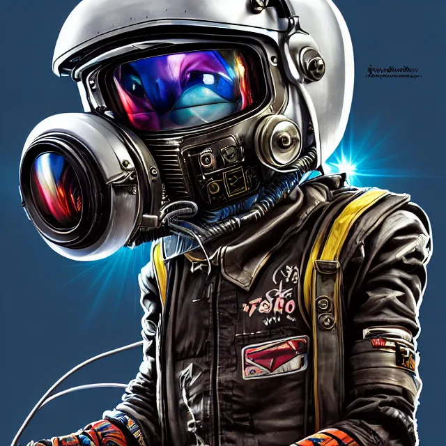 Prompt: a portrait of an anthropomorphic cyberpunk baboon in a racing helmet by sandra chevrier, detailed render, tape deck, boombox, headphones, epic composition, cybernetics, 4 k realistic, cryengine, realistic shaded lighting, sharp focus, masterpiece, by matteo scalera, gary montalbano, peter elson in the style of the tokyo ghost comic