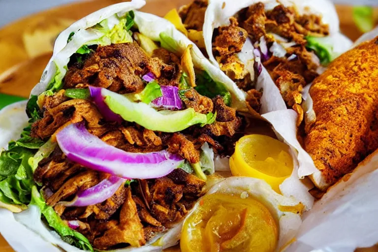 Image similar to very tasty shawarma. close up. food photo award winner. trending on instagram