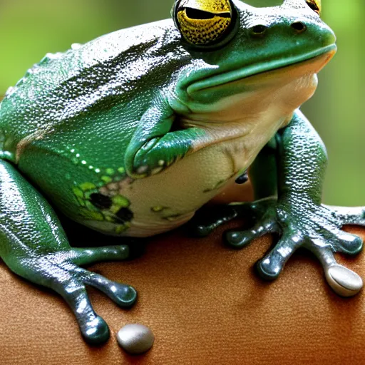 Prompt: frog made out of other frogs