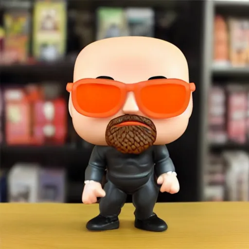 Prompt: funko pop bald man with an orange beard