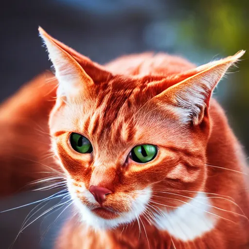 Prompt: professional photograph of a red cat who is angry drinking water