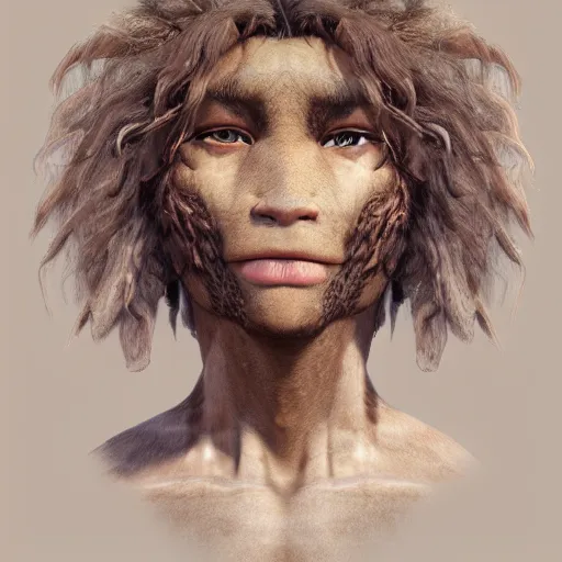 Prompt: a human - lion crossbreed, illustrated by antoine verney - carron and j. lesaffre, trending on artstation, 4 k, 8 k, artstation 3 d render, artstation 3 d, artstation graphics, artstation lighting
