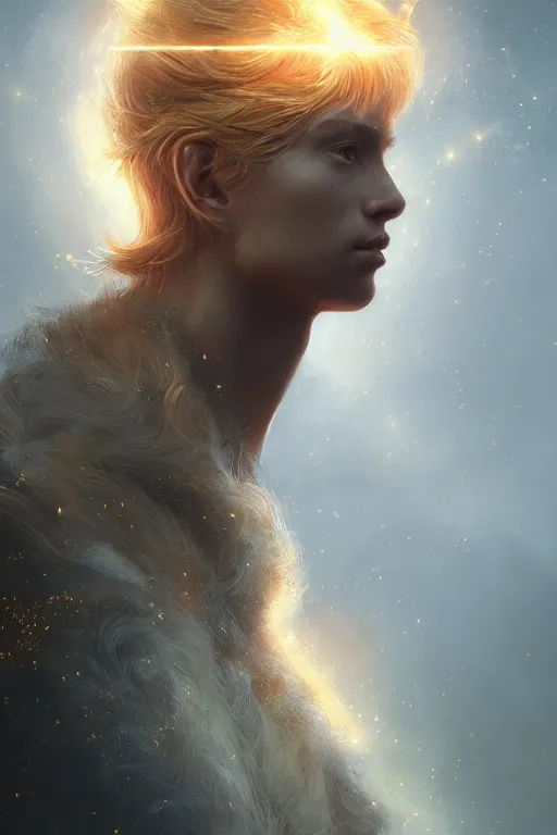 Prompt: a fancy portrait of young golden celestial child in an imaginary portal by greg rutkowski, sung choi, mitchell mohrhauser, maciej kuciara, johnson ting, maxim verehin, peter konig, bloodborne, 8 k photorealistic, cinematic lighting, hd, high details, dramatic, dark atmosphere, trending on artstation