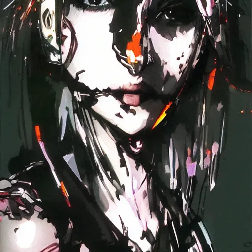 Prompt: 🦙 ⛓ 🎃 girl, yoji shinkawa