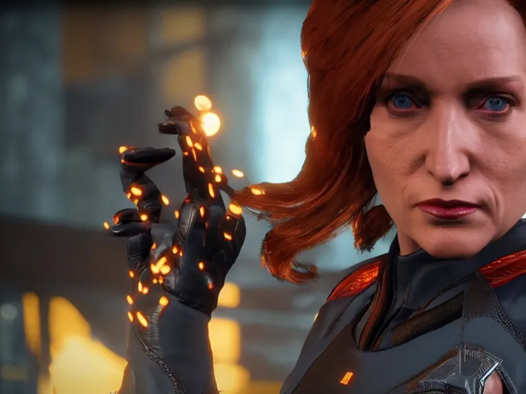 Image similar to Dana Scully in Mortal Kombat 11, ps5 cinematic screen capture, 4k