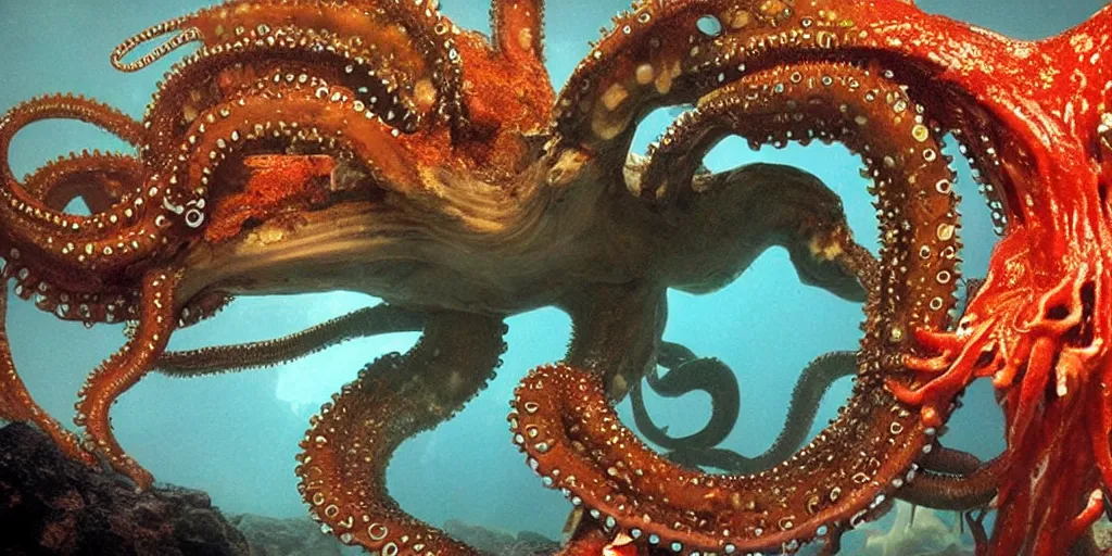 Image similar to photo of cyberoctopus species mutated xenomorph aquatic life cyber award winning photo