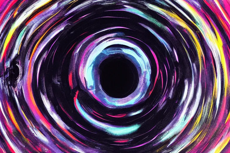 Prompt: black hole in space, acrylic, digital art