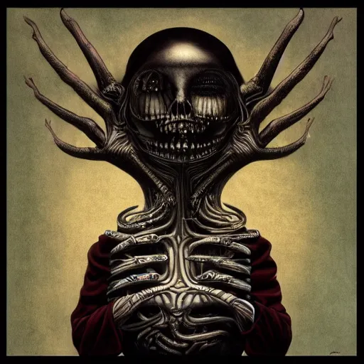 Image similar to album cover art, by mark ryden, by hr giger, hd, hyper detailed, 4 k