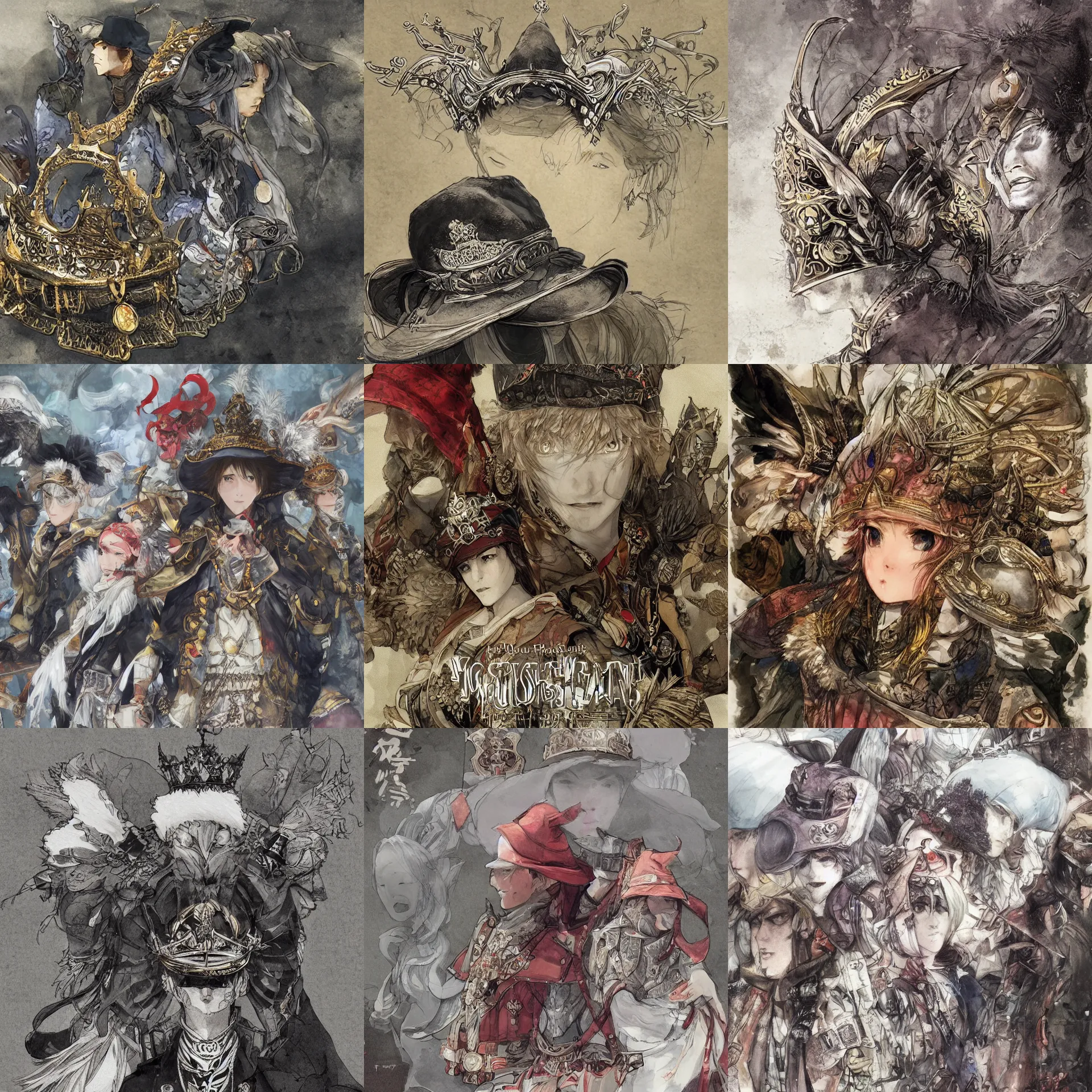 Image similar to the official hat of the mysterious east, the crown is very high, and two hat wings are extended on both sides of the hat hd artwork by akihiko yoshida