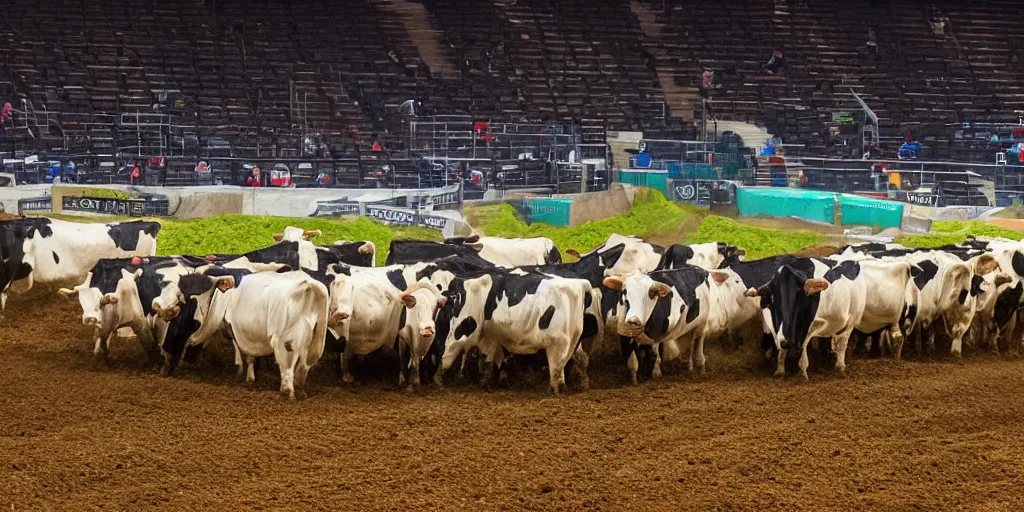 Image similar to a herd of cows on an arenacross track