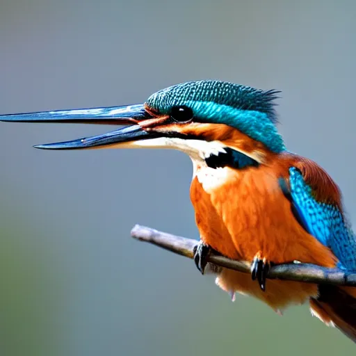Prompt: beautiful closeup shot of a common kingfisher under the sunlight