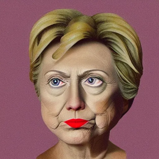 Image similar to 3 d blender model of hillary clinton's head, painted by rene magritte, very very very beautiful