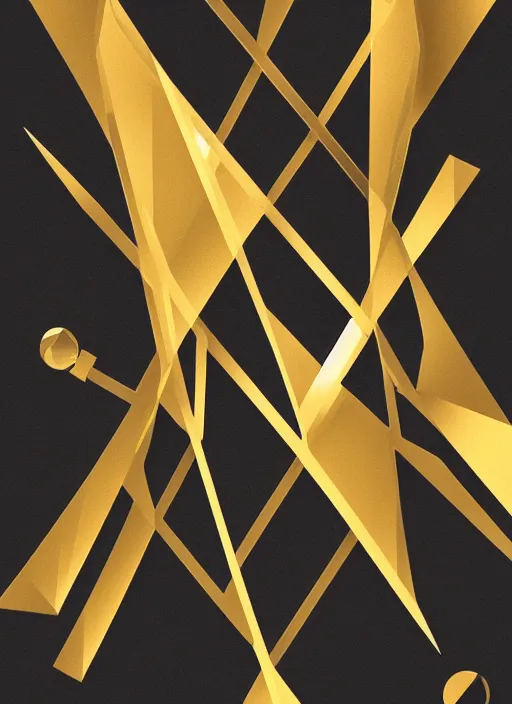 Image similar to symmetrical geometry shapes, award - winning painting, expensive, abstract, gold and silver shapes, filled rectangles, geometry, elegant, luxurious, beautiful, pitch black background, dali