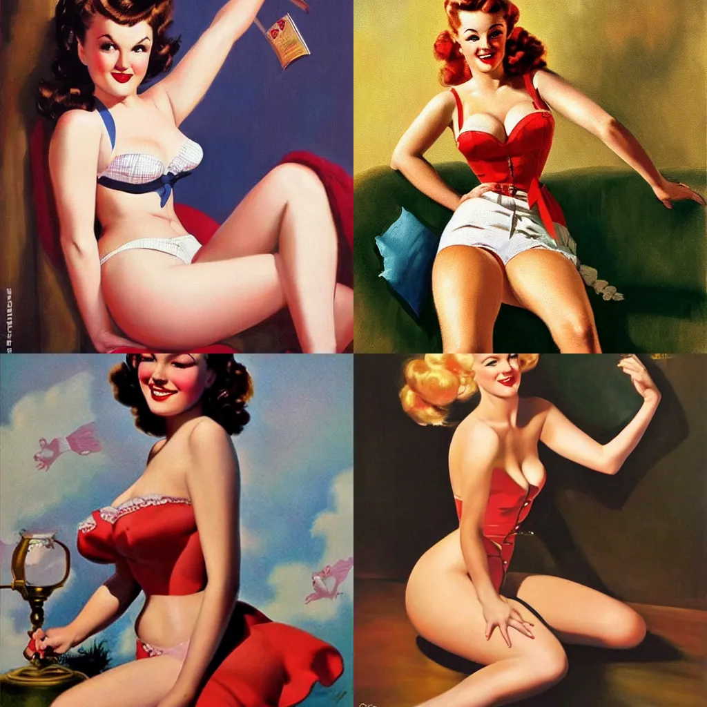 Prompt: A gil elvgren pin-up painting of Magnus Carlsen