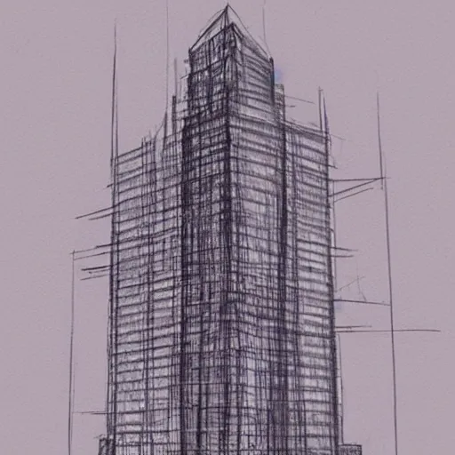 Prompt: sketch of a fantasy skyscraper