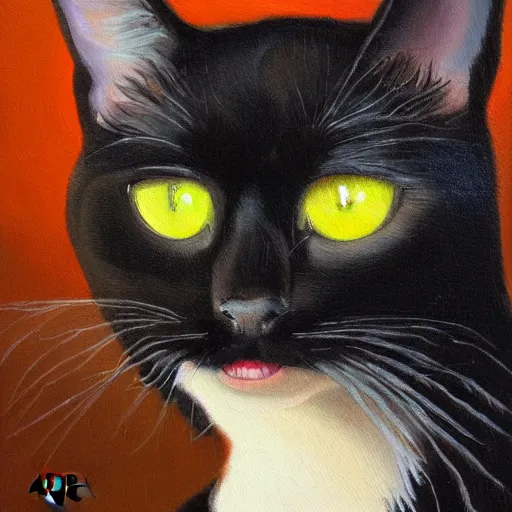 Image similar to a oil painting of a black cat by Adam Paquette