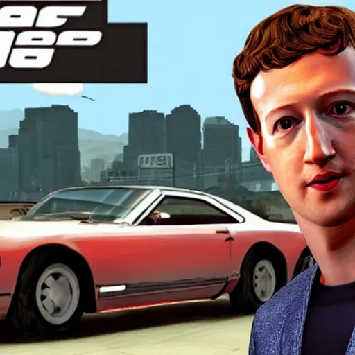 Image similar to mark zuckerberg posing on a gta load screen