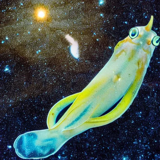 Image similar to https : / / en. m. wikipedia. org / wiki / squid # / media / file % 3 asepioteuthis _ sepioidea _ ( caribbean _ reef _ squid ). jpg, celestial cuttlefish in space envelopes a solar system, scientific photography