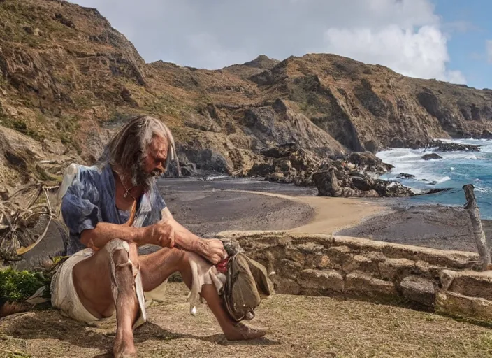 Image similar to a guanche in Anaga in yorgos lanthimos style