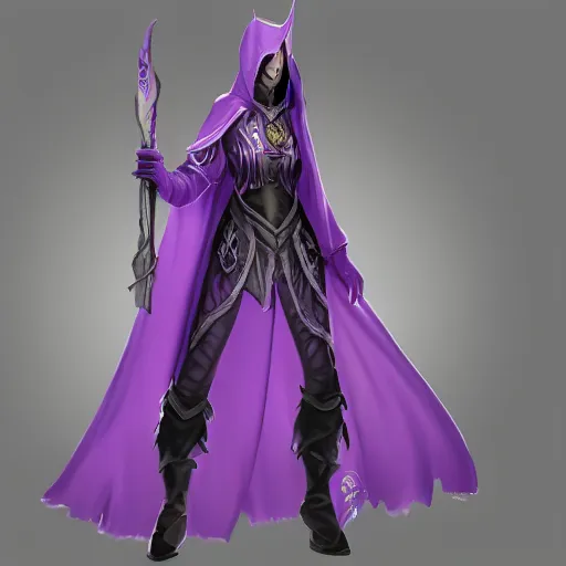 Prompt: female warlock long hood cloak purple, fighting monster with magic, 8 k, trending on artstation by tooth wu