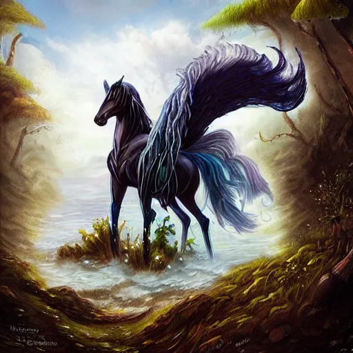 Prompt: a merhorse, fantasy art,