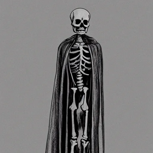 Image similar to a skeleton in black cloak