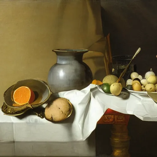 Prompt: a still life by pieter claesz