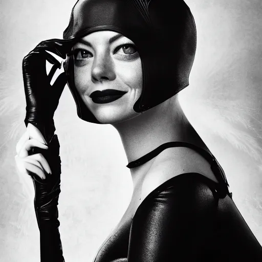 Image similar to Emma Stone as Catwoman, promo material, XF IQ4, 150MP, 50mm, F1.4, ISO 200, 1/160s, natural light, photoshopped, lightroom, photolab, Affinity Photo, PhotoDirector 365