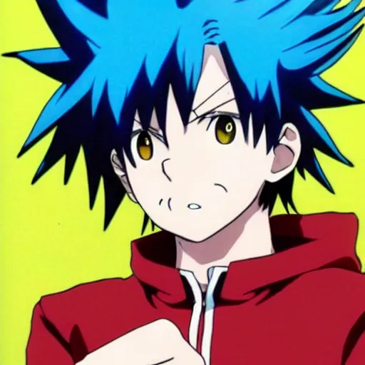 Prompt: anime key visual of a boy with blue spikey hair and water powers, anime!!!, cel shaded, shonen style, by kohei horikoshi!!!!!, big eyes, detailed, by hiromu arakawa, 8 k,