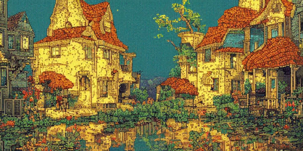 Image similar to a detailed color picture, in style of pixel art, beautiful, melancholic