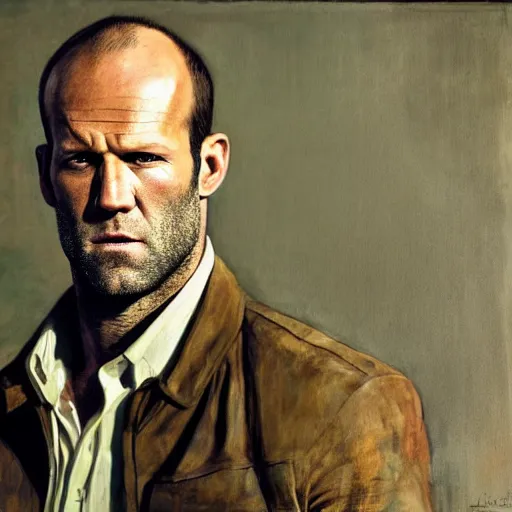 Prompt: high quality, high detail, realistic portrait of jason statham, painted by andrew wyeth, dramatic lighting, cinematic composition