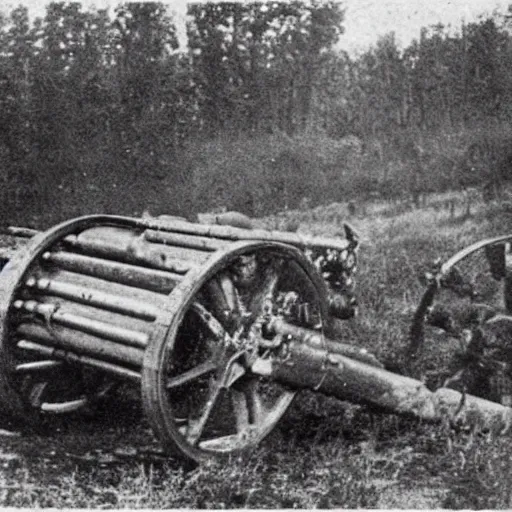 Prompt: a picture of a enormous bear pulling a towed artillery gun behind him, eastern front, historical picture