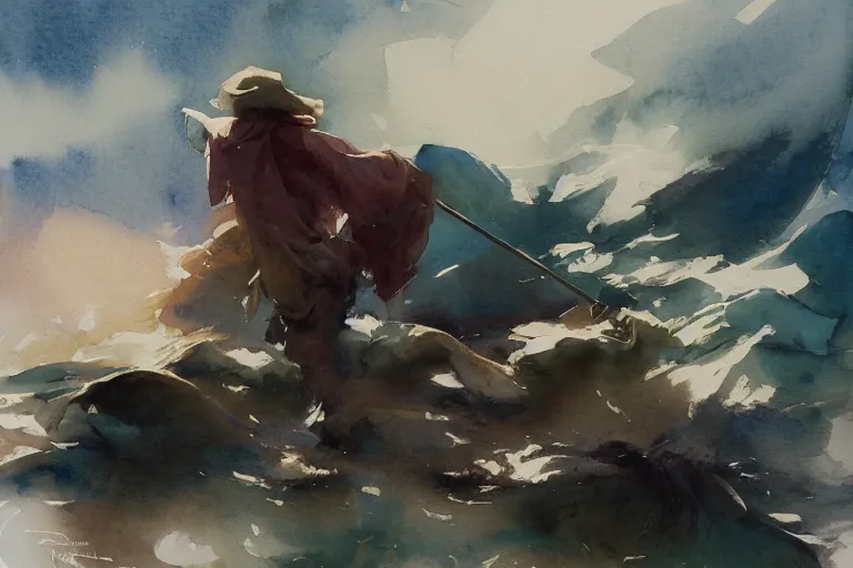 Image similar to small centered on watercolor paper, paint brush strokes, abstract watercolor painting of silver dawn, cinematic light, american romanticism by hans dahl, by jesper ejsing, by anders zorn, by greg rutkowski, by greg manchess, by tyler edlin