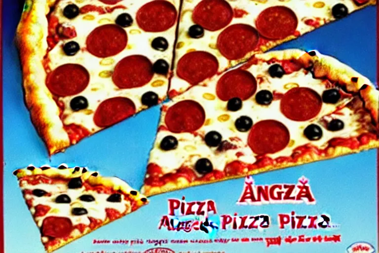 Image similar to angels, pizza, advertisement