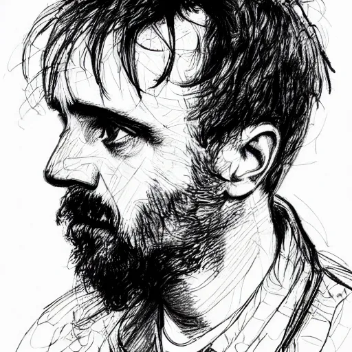 Prompt: a realistic yet scraggly portrait sketch of the side profile of a stern and sophisticated jesse pinkman, trending on artstation, intricate details, in the style of frank auerbach, in the style of sergio aragones, in the style of martin ansin, in the style of david aja, in the style of mattias adolfsson