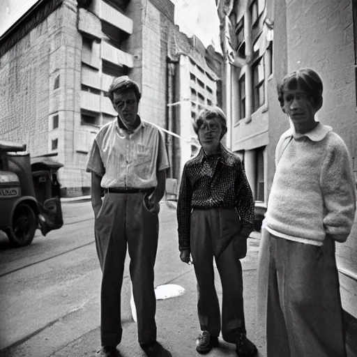 Prompt: portrait of other worldly beings, 85mm, by Vivian Maier, black and white