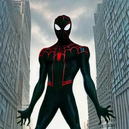 Image similar to black suit spider-man by gerald brom