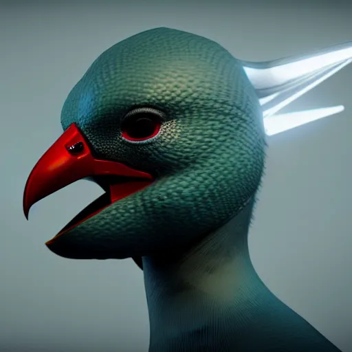 Prompt: 3 d render of futuristic bird avatar by rik oostenbroek, concept art, masterpiece, ultra detailed, sharp focus, cinematic lighting, 8 k hd resolution