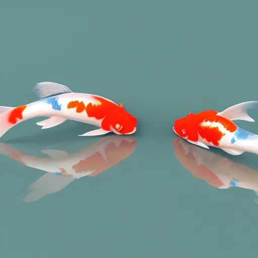 Prompt: two koi fish swimming near the circle of moon, octane render