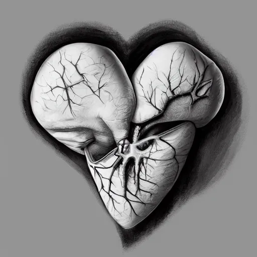 a painting of a broken heart anatomically realistic Stable