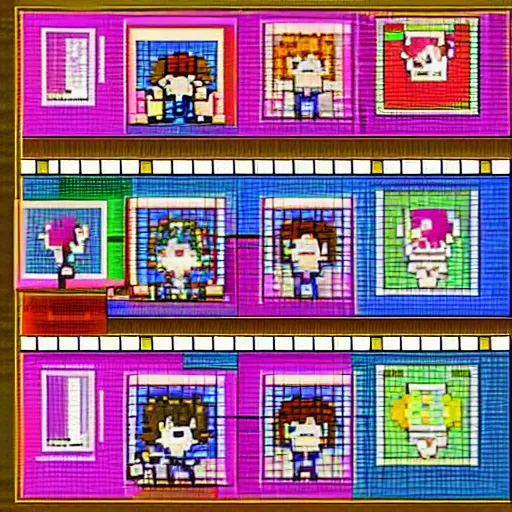 Prompt: doki doki literature club gameplay pixel art
