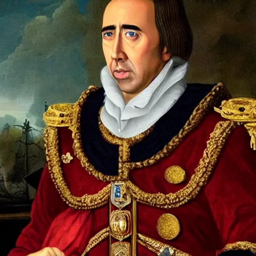 Image similar to nicolas cage as a french king