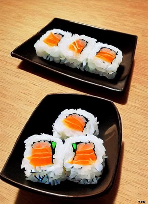 Image similar to clear photorealistic picture of adorable cats made out of sushi